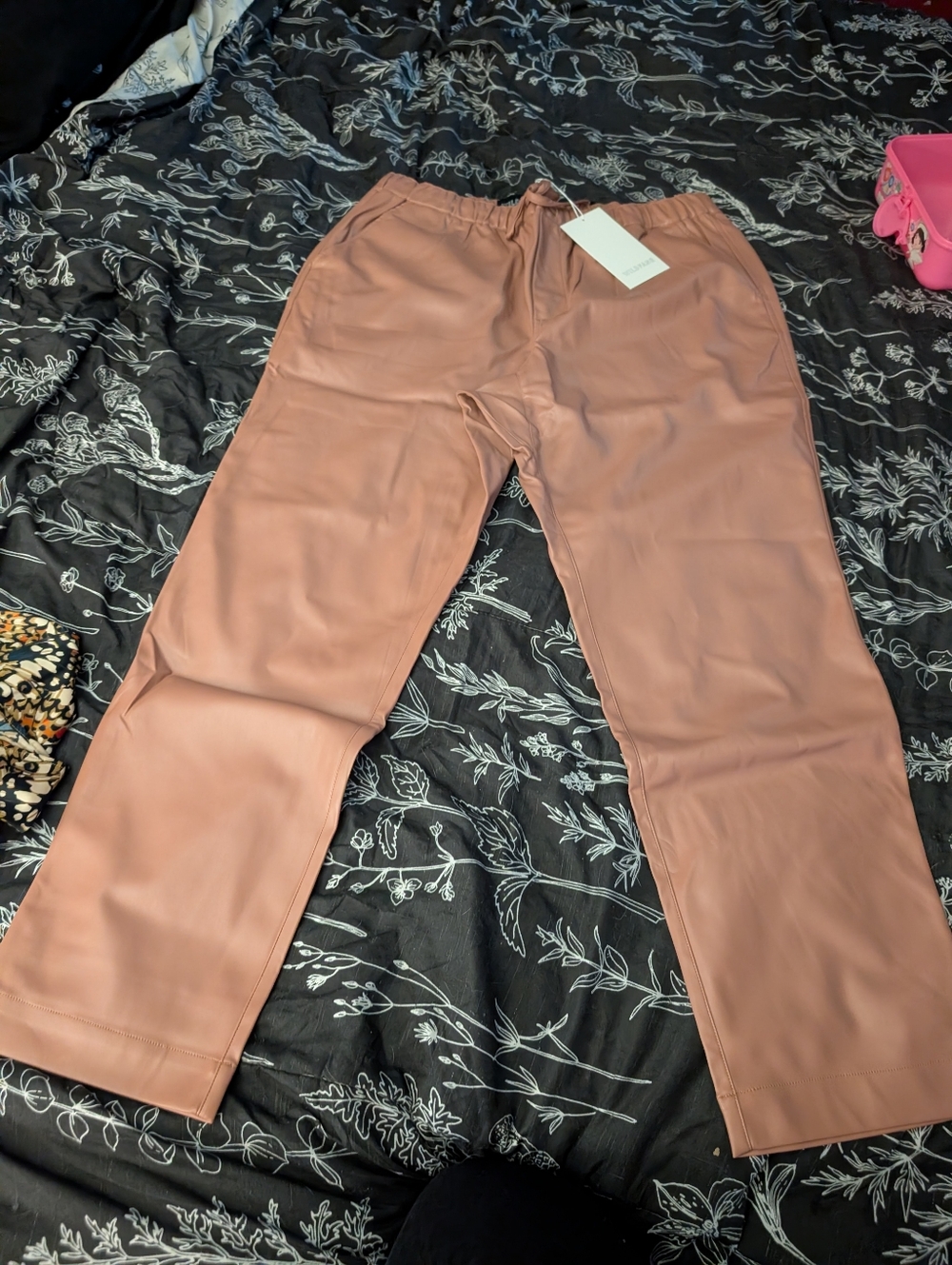 WILDFANG Blush Pink Faux Leather Straight Leg Pants